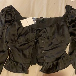 Forever 21 black corset long sleeve